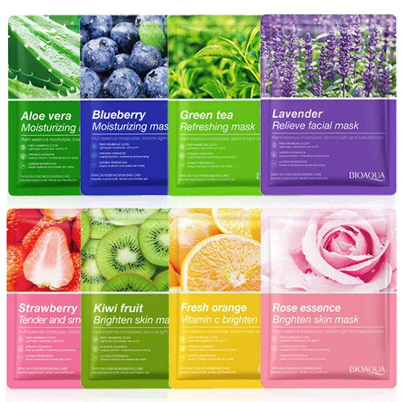 8 piezas - Mascarilla Facial de Plantas Naturales | Hidratante, Reafirmante y Nutritiva | Cuidado Facial Hidratante | Cosmética Coreana