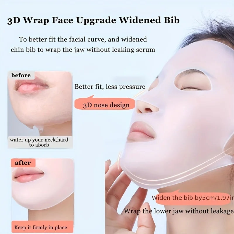 Cubierta de Mascarilla de Silicona | Fijación con Sujeción en las Orejas | Mejora la Absorción de la Esencia e Hidratación | Herramienta Reutilizable para el Cuidado Facial