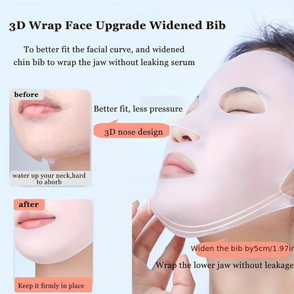 Cubierta de Mascarilla de Silicona | Fijación con Sujeción en las Orejas | Mejora la Absorción de la Esencia e Hidratación | Herramienta Reutilizable para el Cuidado Facial