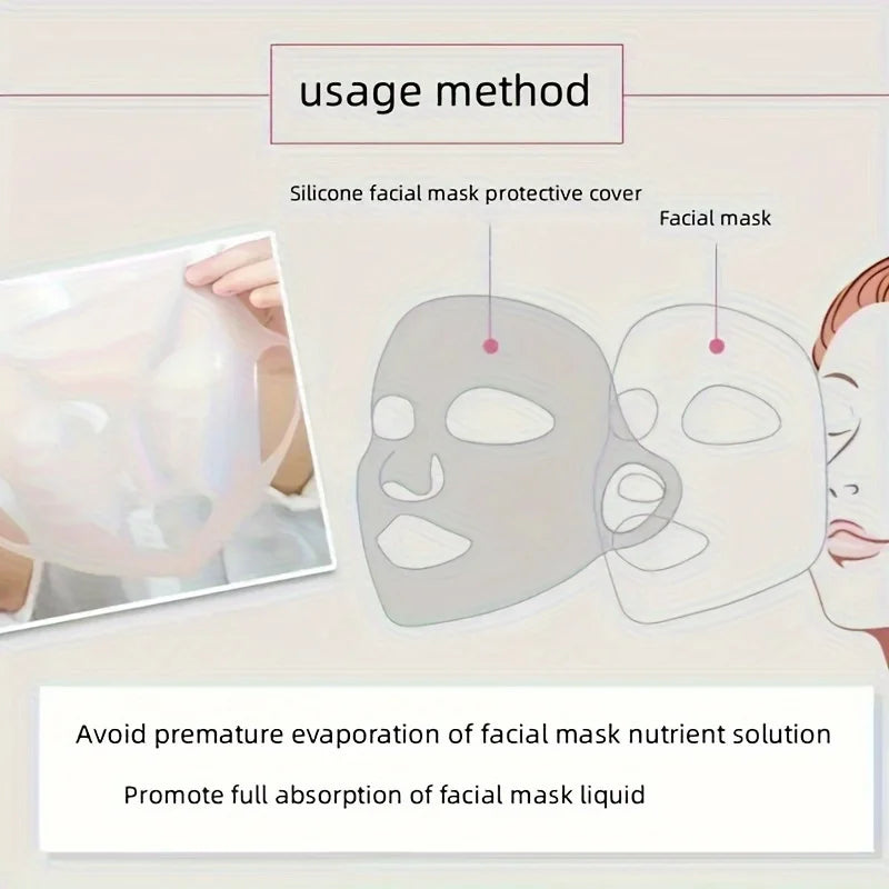 Cubierta de Mascarilla de Silicona | Fijación con Sujeción en las Orejas | Mejora la Absorción de la Esencia e Hidratación | Herramienta Reutilizable para el Cuidado Facial
