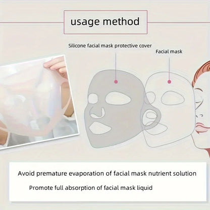Cubierta de Mascarilla de Silicona | Fijación con Sujeción en las Orejas | Mejora la Absorción de la Esencia e Hidratación | Herramienta Reutilizable para el Cuidado Facial